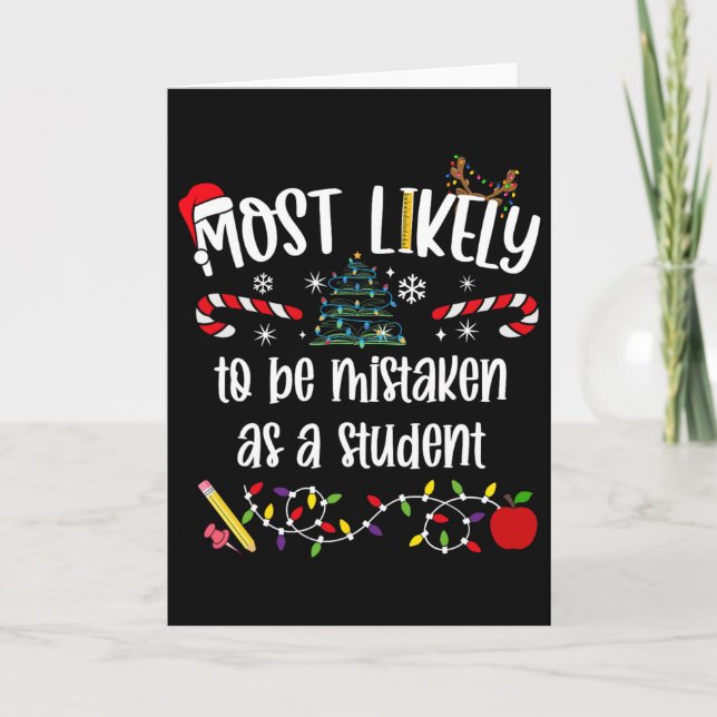 Tarjeta Profesor de Navidad con más probabilidades de ser  (Anverso)