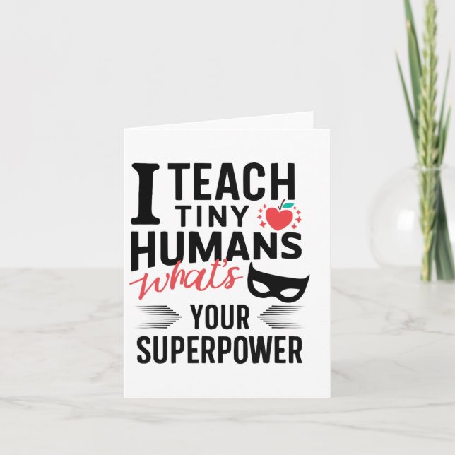 Tarjeta Profesor de superhéroe divertido enseñando superpo (Anverso)