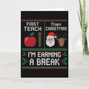 Tarjeta Profesor Divertido Vacaciones de Navidad Primero E