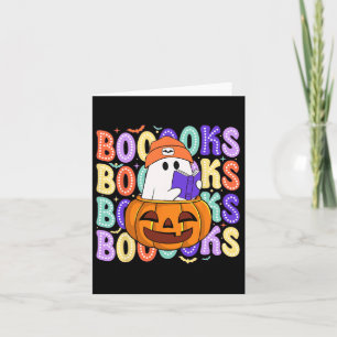 Tarjeta Profesor Fantasma Retro Lindo Halloween Biblioteca