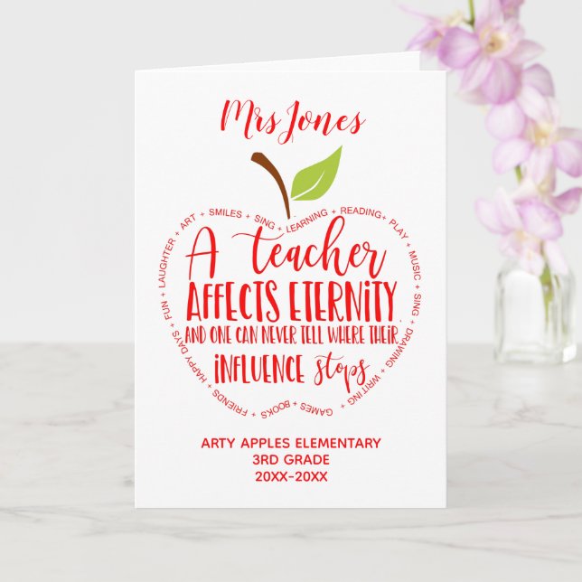 Tarjeta profesor gracias a jubilaciones palabra arte apple (Orquídea)