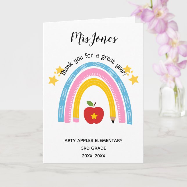 Tarjeta profesor gracias a jubilaciones palabra arte apple (Orquídea)