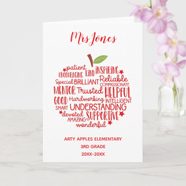 Tarjeta profesor gracias a su retiro palabra arte manzana (Orquídea)