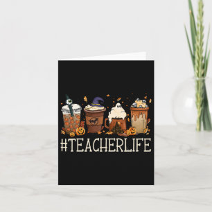 Tarjeta Profesor Horror Otoño Café Espeluznante Halloween