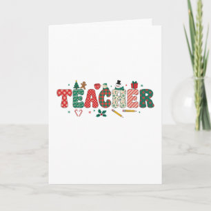 Tarjeta Profesor Letras de Cuadros de Navidad Lápiz Pan de