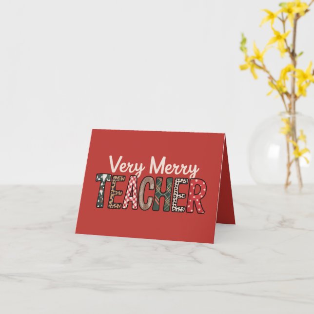 Tarjeta Profesor Muy Alegre Navidad Leopardo Árbol (flor amarilla)