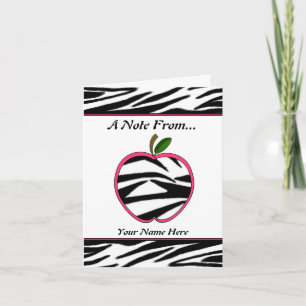 Tarjeta Profesor Notecard de Apple del estampado de zebra