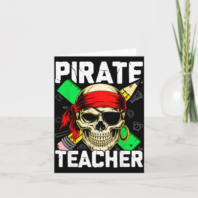 Tarjeta Profesor pirata calavera divertida  (Anverso)