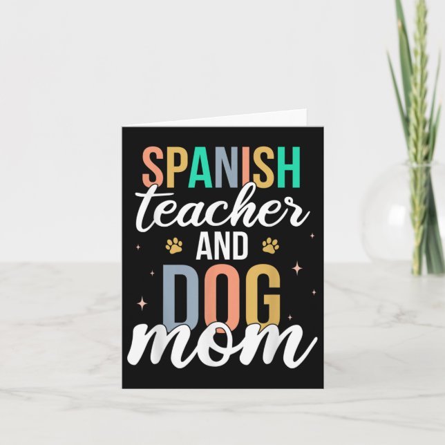 Tarjeta Profesor Retro Español & Mamá Perro Divertido Prim (Anverso)