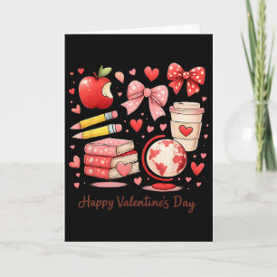 Tarjeta Profesor San Valentín Cute Útiles Escolares Lápiz
