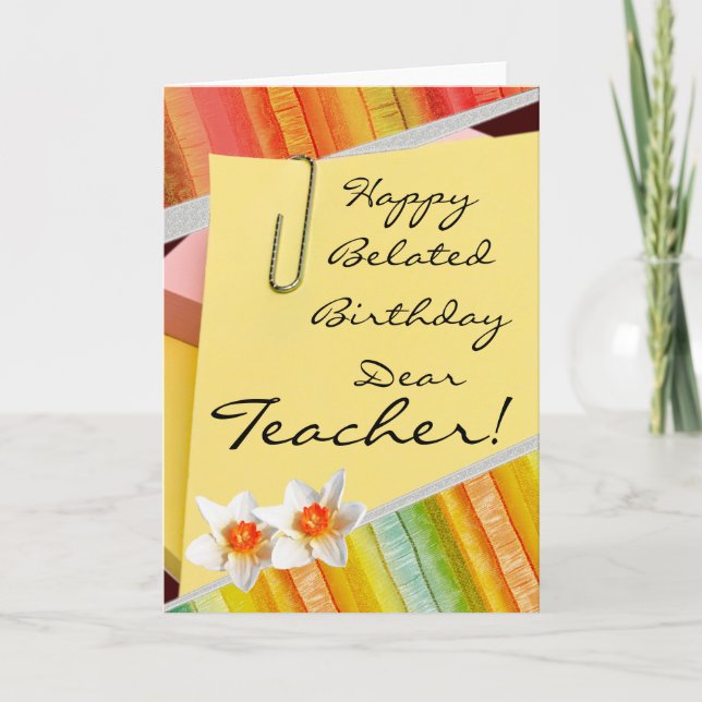 Tarjeta Profesor tardío feliz del cumpleaños (Anverso)