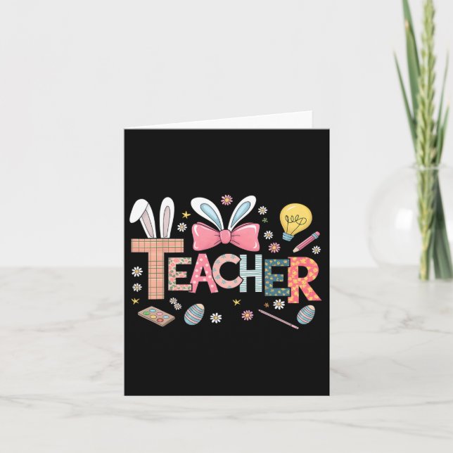 Tarjeta Profesora Bunny Easter Funny Tee De Pascua Para Pr (Anverso)