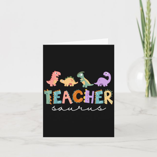 Tarjeta Profesora de dinosaurios femenina Teachersaurus Re (Anverso)