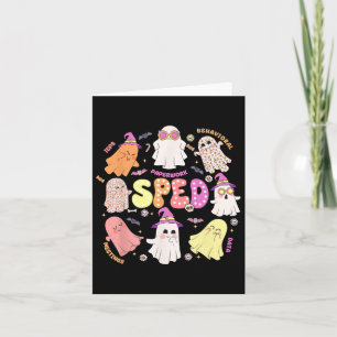 Tarjeta Profesora Halloween Spooky Equipo de Educación Esp