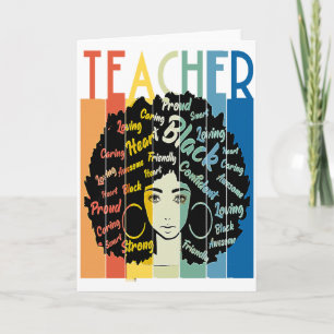 Tarjeta Profesora negra afro retro genial historia negra
