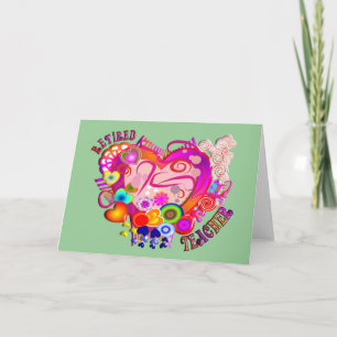 Tarjeta Profesora retirada Artsy Retro Heart