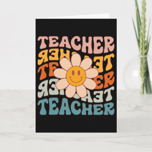 Tarjeta Profesora Retro Daisy Colorido - T Escuela Primari