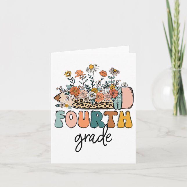Tarjeta Profesores De Cuarto Grado Retro Leopard Ck To Sch (Anverso)
