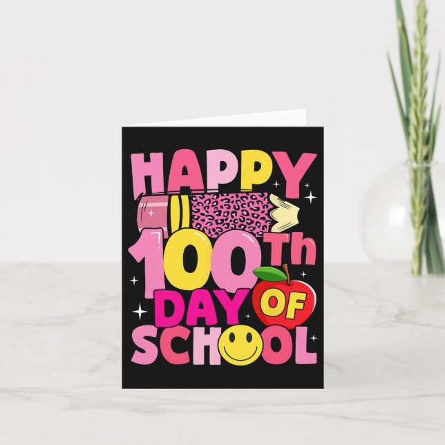 Tarjeta Profesores Niños Felices 100° Día de la Leopa Rosa (Anverso)
