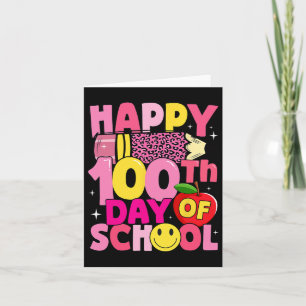 Tarjeta Profesores Niños Felices 100° Día de la Leopa Rosa