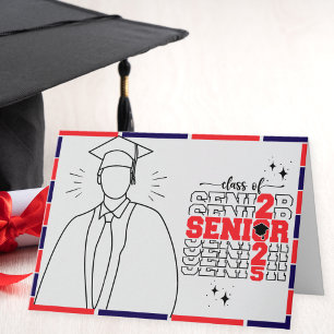 Tarjeta Promoción 2025 Graduación Moderna Masculina