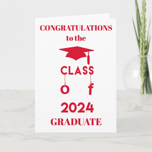 Tarjeta Promoción de 2024 - Felicitaciones Graduado - Rojo (Anverso)
