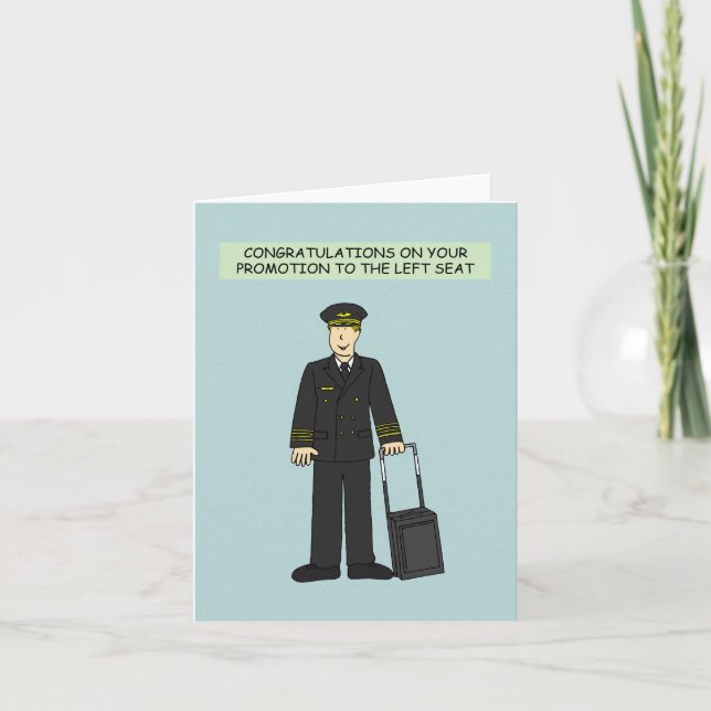 Tarjeta Promoción piloto de felicitaciones al asiento izqu (Anverso)