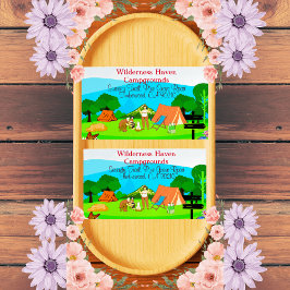 Tarjeta promocional de camping familiar inspirada