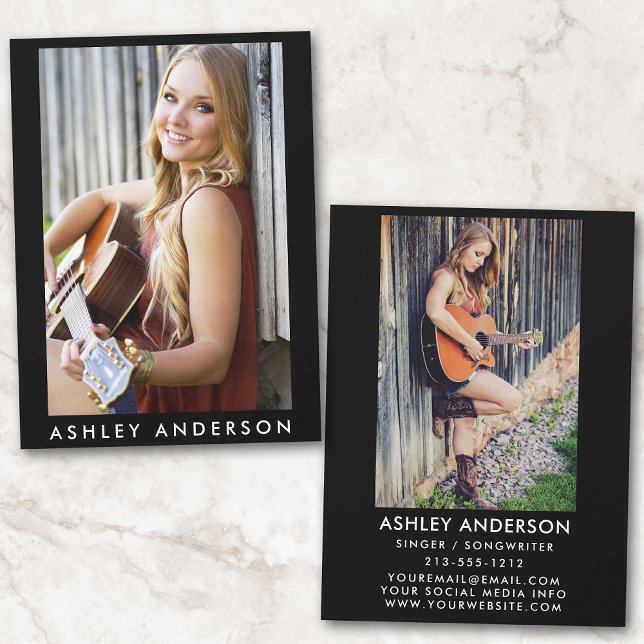 Tarjeta promocional de foto de músico cantante - F (Customize to change background color, text size or text style.)