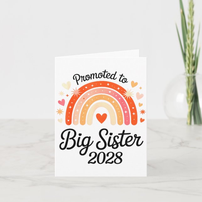 Tarjeta Promoted To Big Sister 2028 New Baby Pregnancy Ann (Anverso)