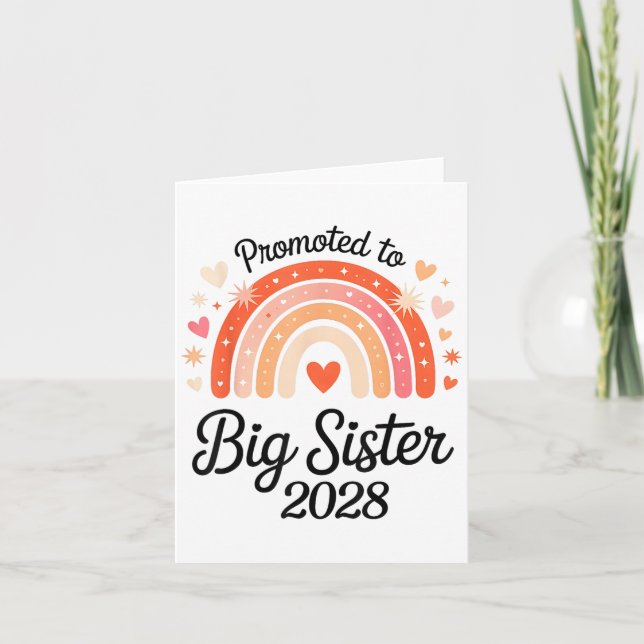 Tarjeta Promoted To Big Sister 2028 New Baby Pregnancy Ann (Anverso)