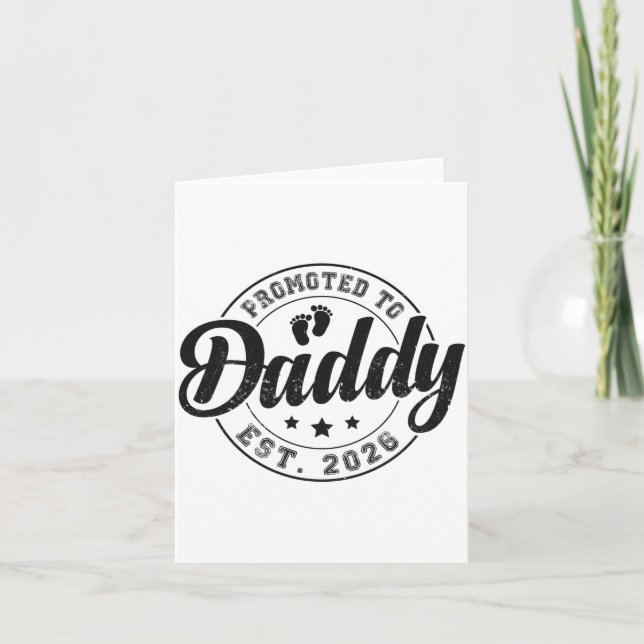 Tarjeta Promoted To Daddy Est 2026 Soon To Be Dad New Fath (Anverso)