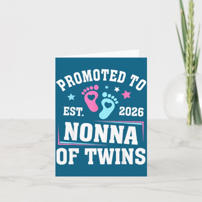 Tarjeta Promoted To Nonna Est 2026 Of Twins Gender Reveal  (Anverso)