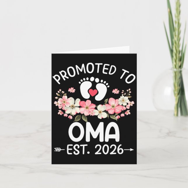 Tarjeta Promoted To Oma 2026 First Time Floral New Oma  (Anverso)