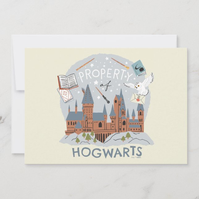 Tarjeta Property of Hogwarts Cartoon Graphic (Anverso)