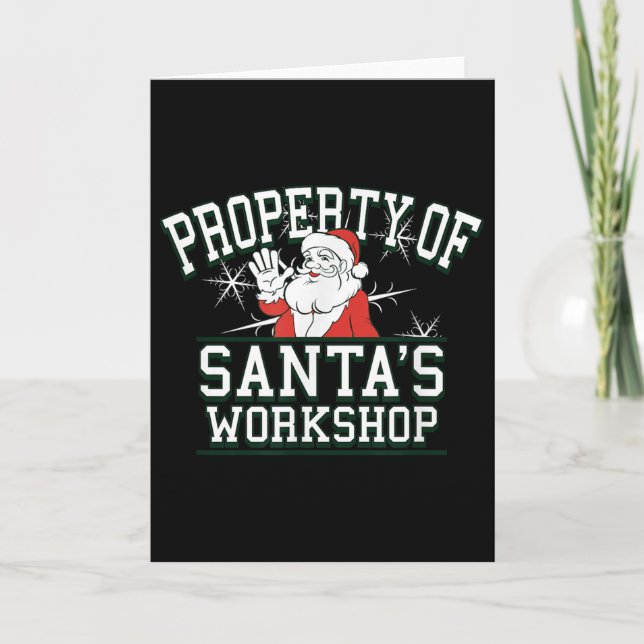 Tarjeta Property Of Santa's Workshop Funny Christmas  (Anverso)