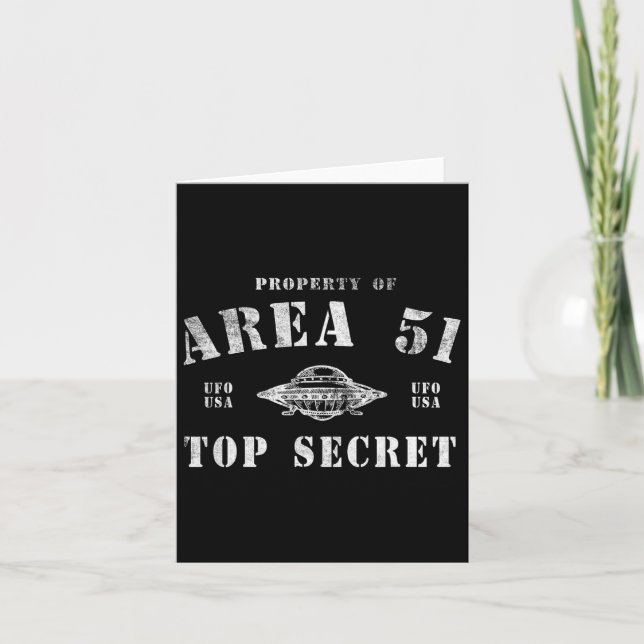 Tarjeta Propiedad Del Área 51 Top Secret Ufo Alien (Anverso)
