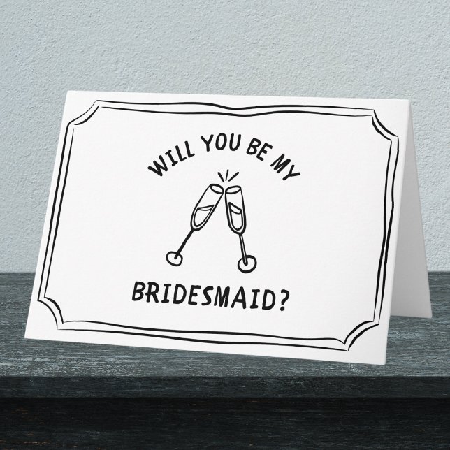 Tarjeta Propuesta capilar de la dama de honor de la tostad (op the question to your bridesmaids with this chic champagne-themed proposal card.)