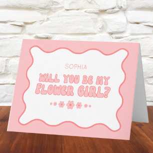 Tarjeta Propuesta de chica de flor personalizada con onda