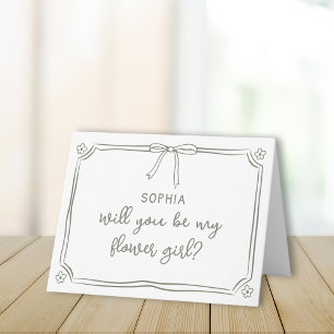 Tarjeta Propuesta de Coquette Bow Flower Girl
