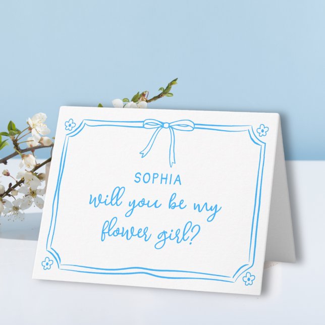 Tarjeta Propuesta de Coquette Bow Flower Girl (Subido por el creador)