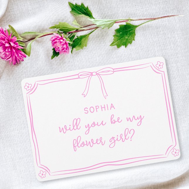 Tarjeta Propuesta de Coquette Bow Flower Girl (Subido por el creador)