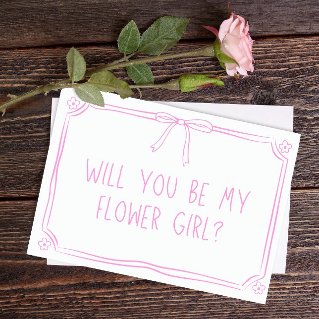 Tarjeta Propuesta de Coquette Bow Flower Girl (Subido por el creador)