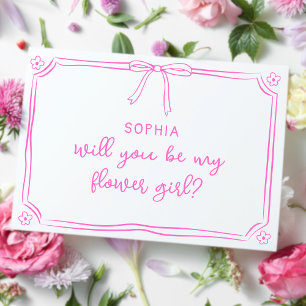 Tarjeta Propuesta de Coquette Bow Flower Girl