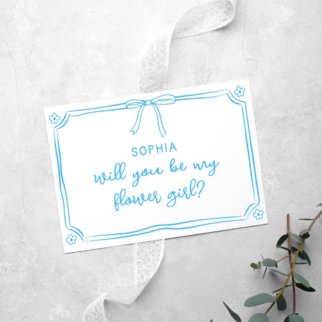 Tarjeta Propuesta de Coquette Bow Flower Girl (Subido por el creador)