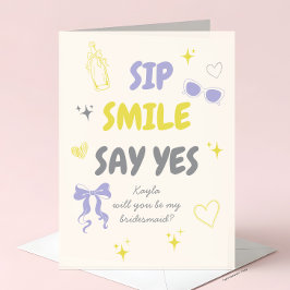 Tarjeta Propuesta de Dama de Honor con Doodle Lavanda + Am