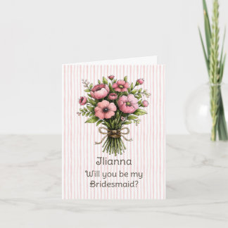 Tarjeta Propuesta de Dama de Honor con Flor Silvestre Capr