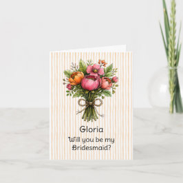 Tarjeta Propuesta de Dama de Honor con Flor Whimsical de F