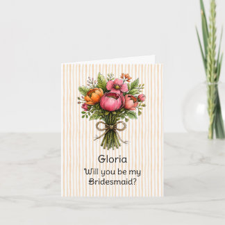 Tarjeta Propuesta de Dama de Honor con Flor Whimsical de F