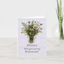 Tarjeta Propuesta de Dama de Honor con Flores Silvestres C